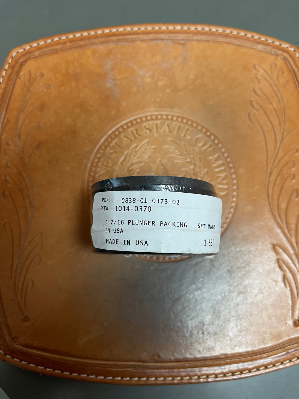 GASO 3364 3211 Power end packing 1 7/16" shown in clear packaging with full label visible 0838-01-0373-02 
