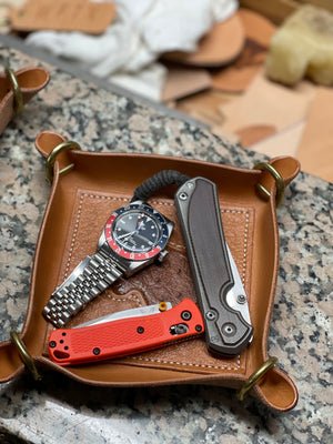Texas Ostrich Inlaid  EDC Valet Tray