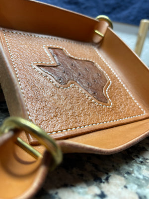 Texas Ostrich Inlaid  EDC Valet Tray